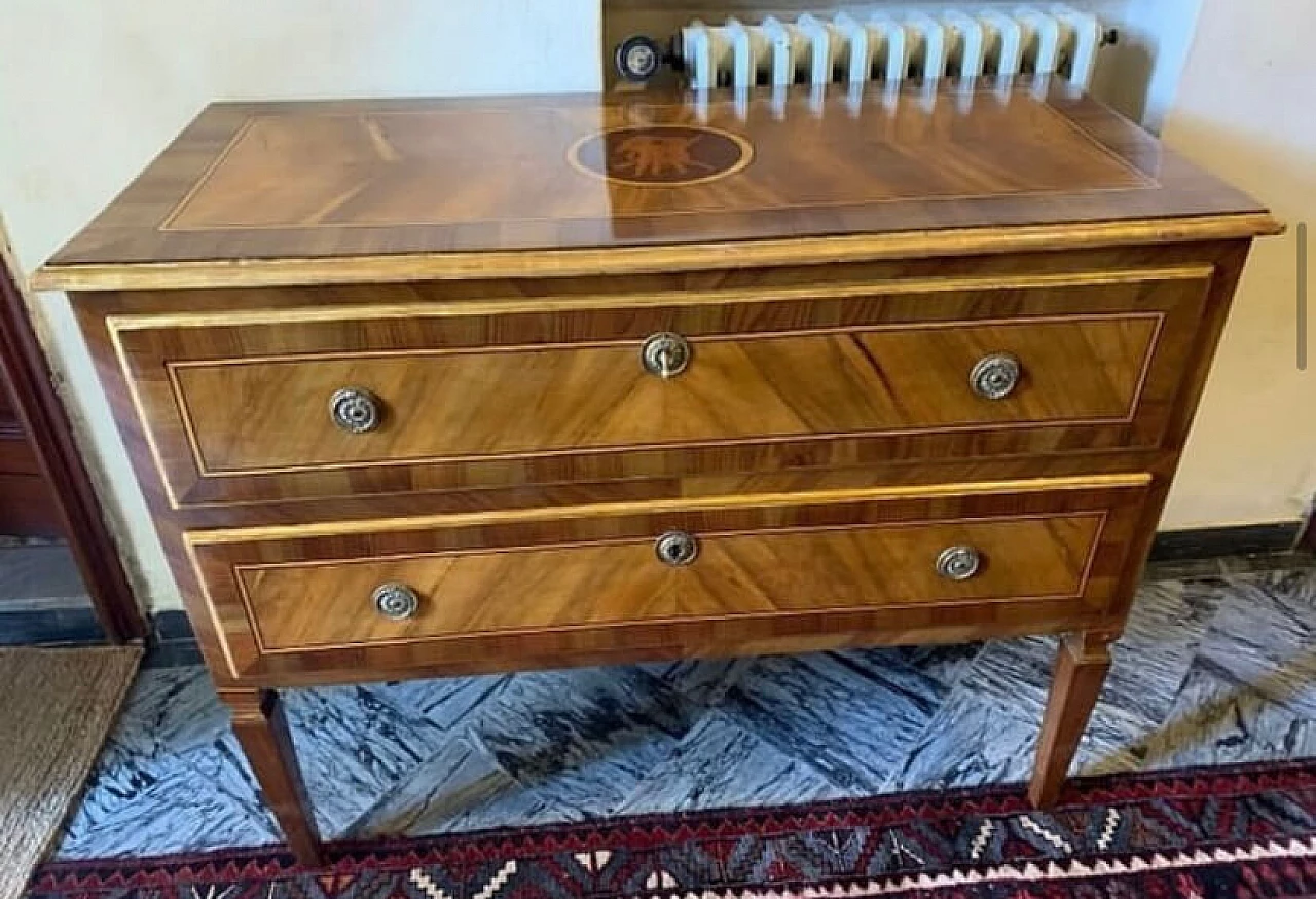 Inlaid dresser with putto and two drawers, 18th century 2