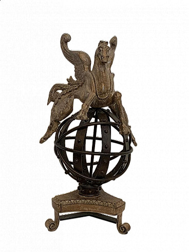 Sculpture of Pegasus on astrolabe by Lam Lee Group Dallas, 1990