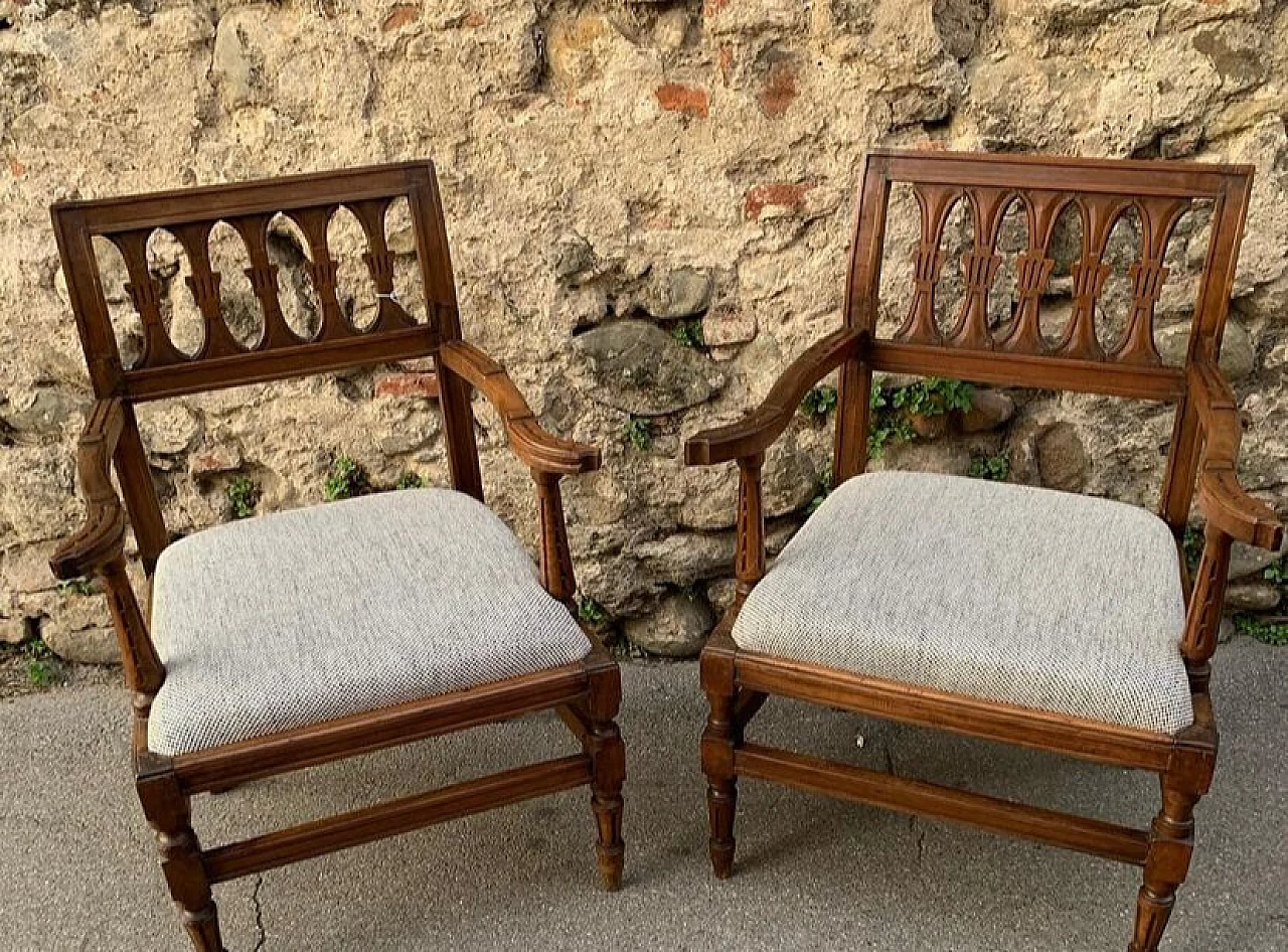 Pair of wooden armchairs, early 19th century 2