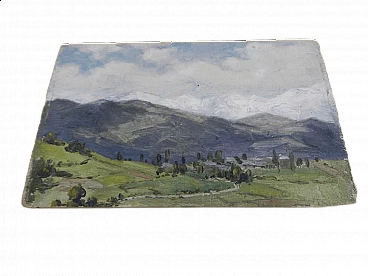 Des Champs, Pirenei, dipinto su legno, inizio ‘900