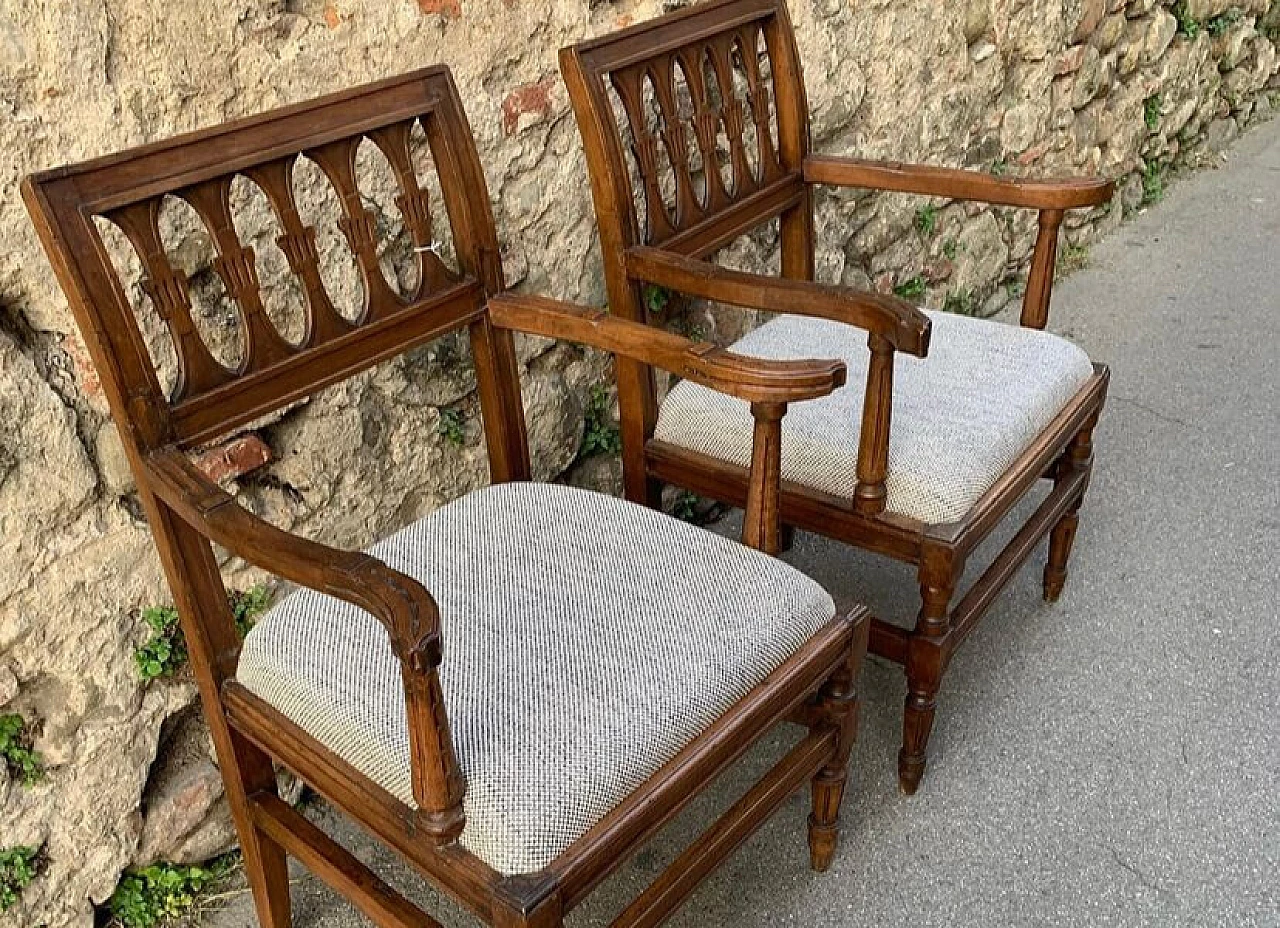 Pair of wooden armchairs, early 19th century 4