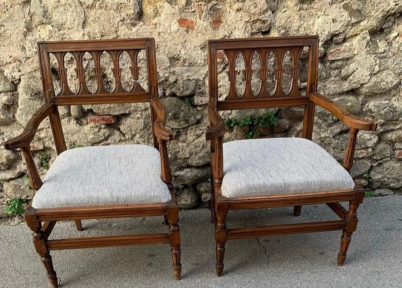 Pair of wooden armchairs, early 19th century 5
