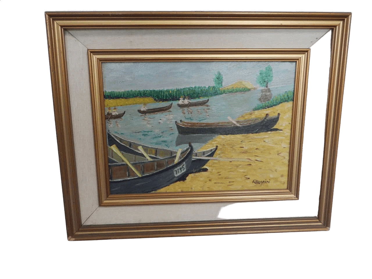 Pierluigi Allegrini, barche, olio su tela, anni '80 12