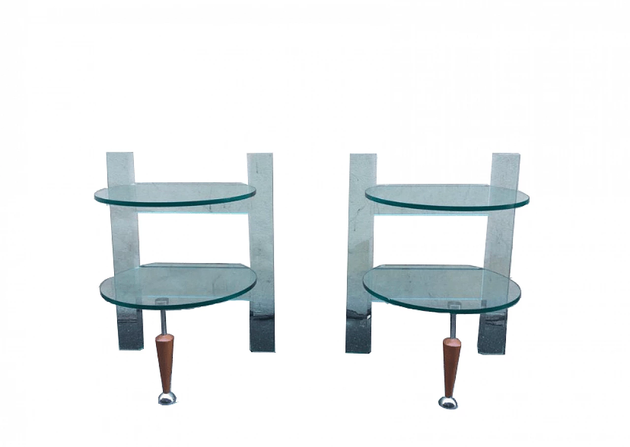 Birillo glass nightstands for Tonelli, 1980s 1