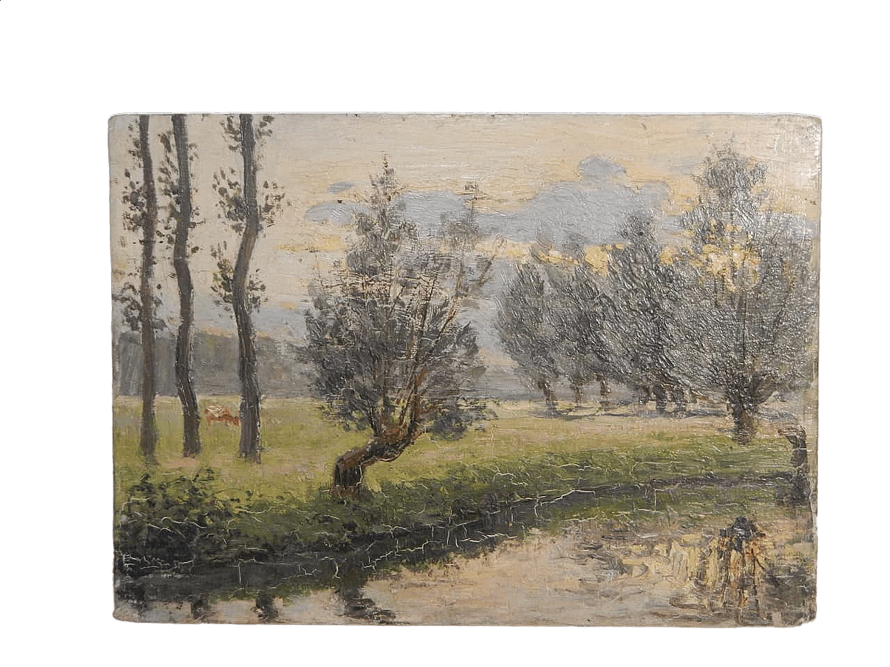 Des Champs, brook, painting on wood, early 20th century 10