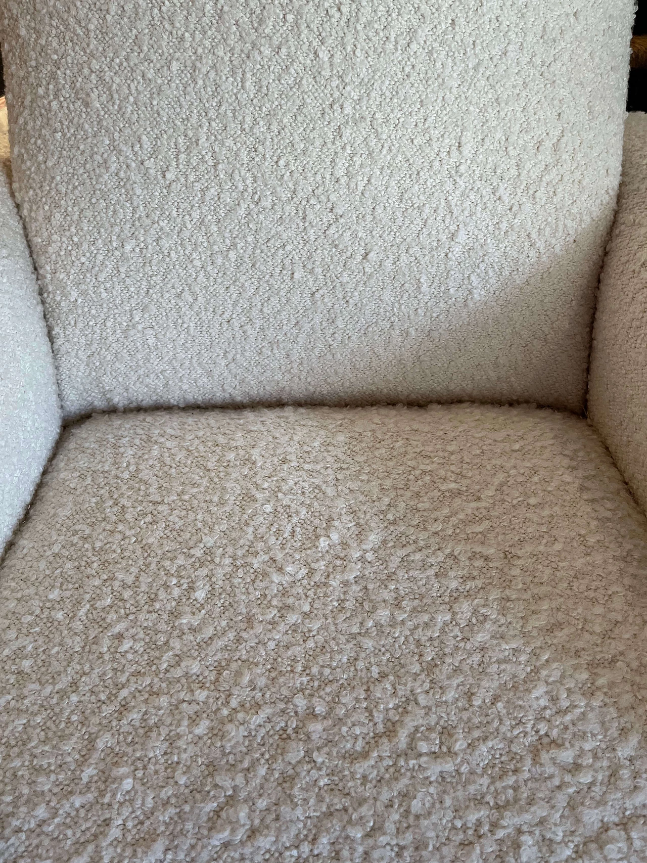 Pair of bouclé wool armchairs, 1970s 4