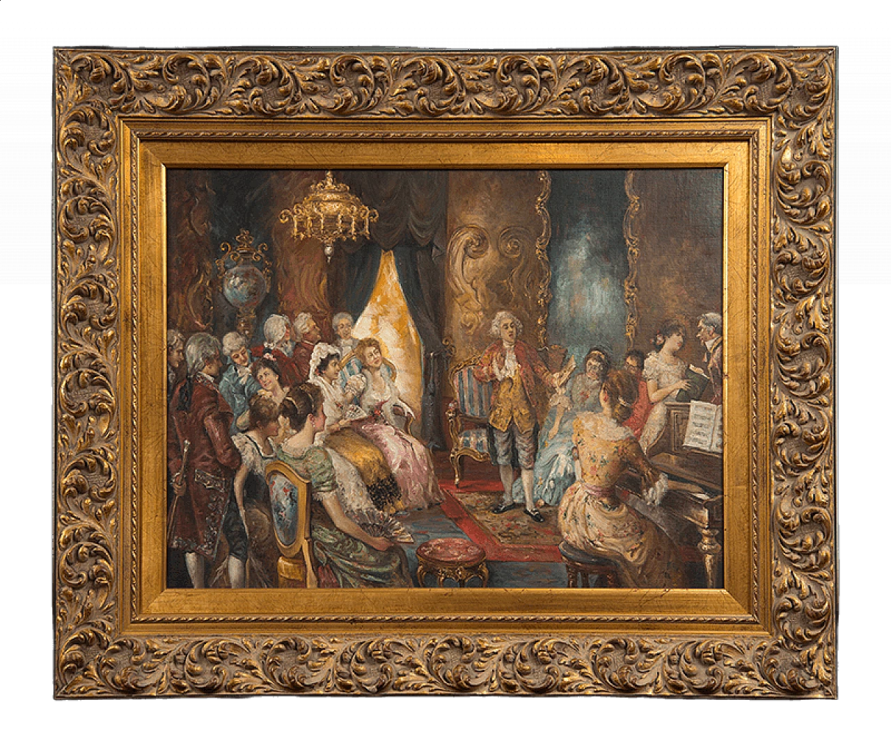 Interior scene, oil on canvas, mid-19th century 6