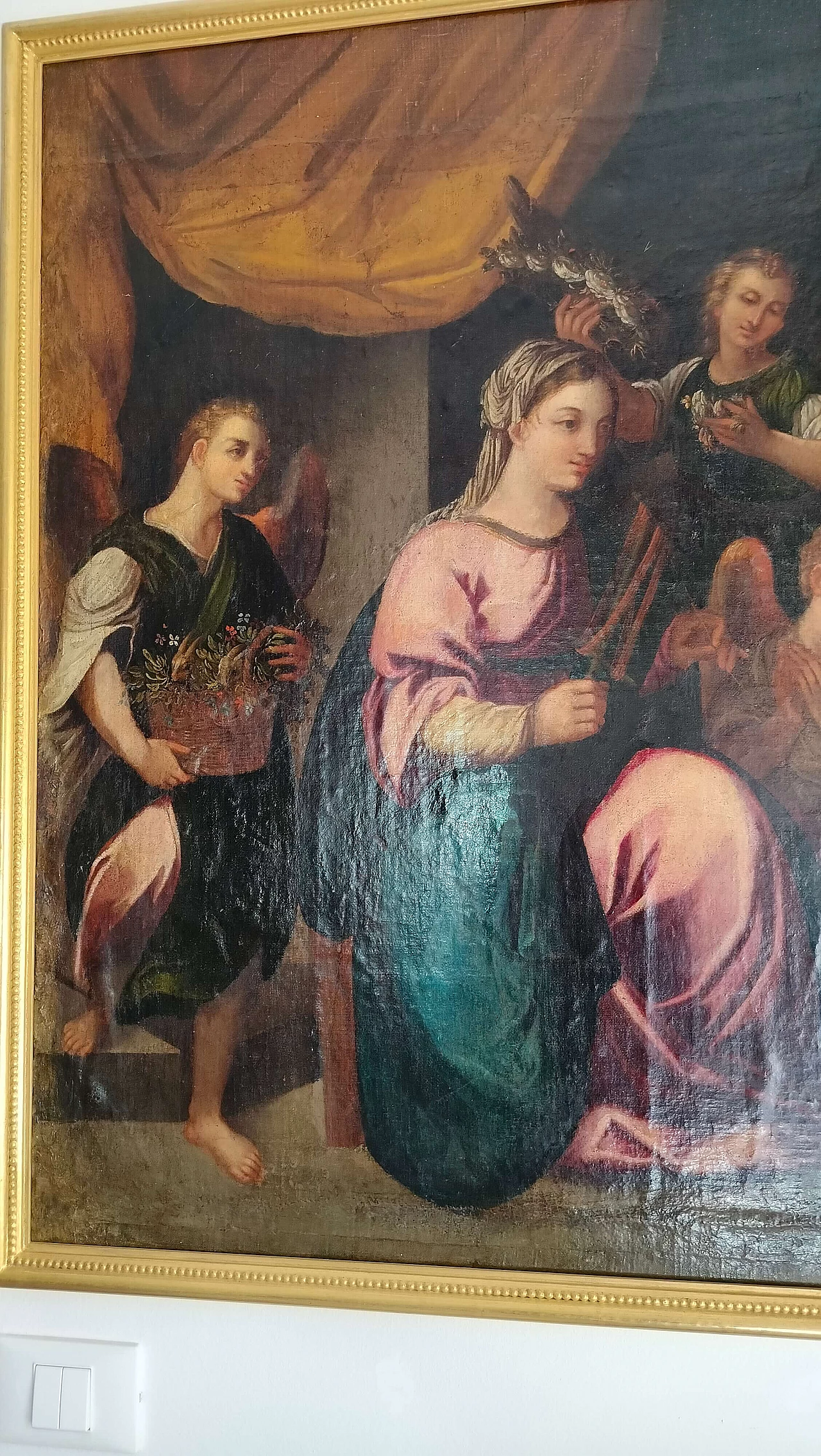 La Sacra Famiglia ed i tre angeli, olio su tela, '700 2