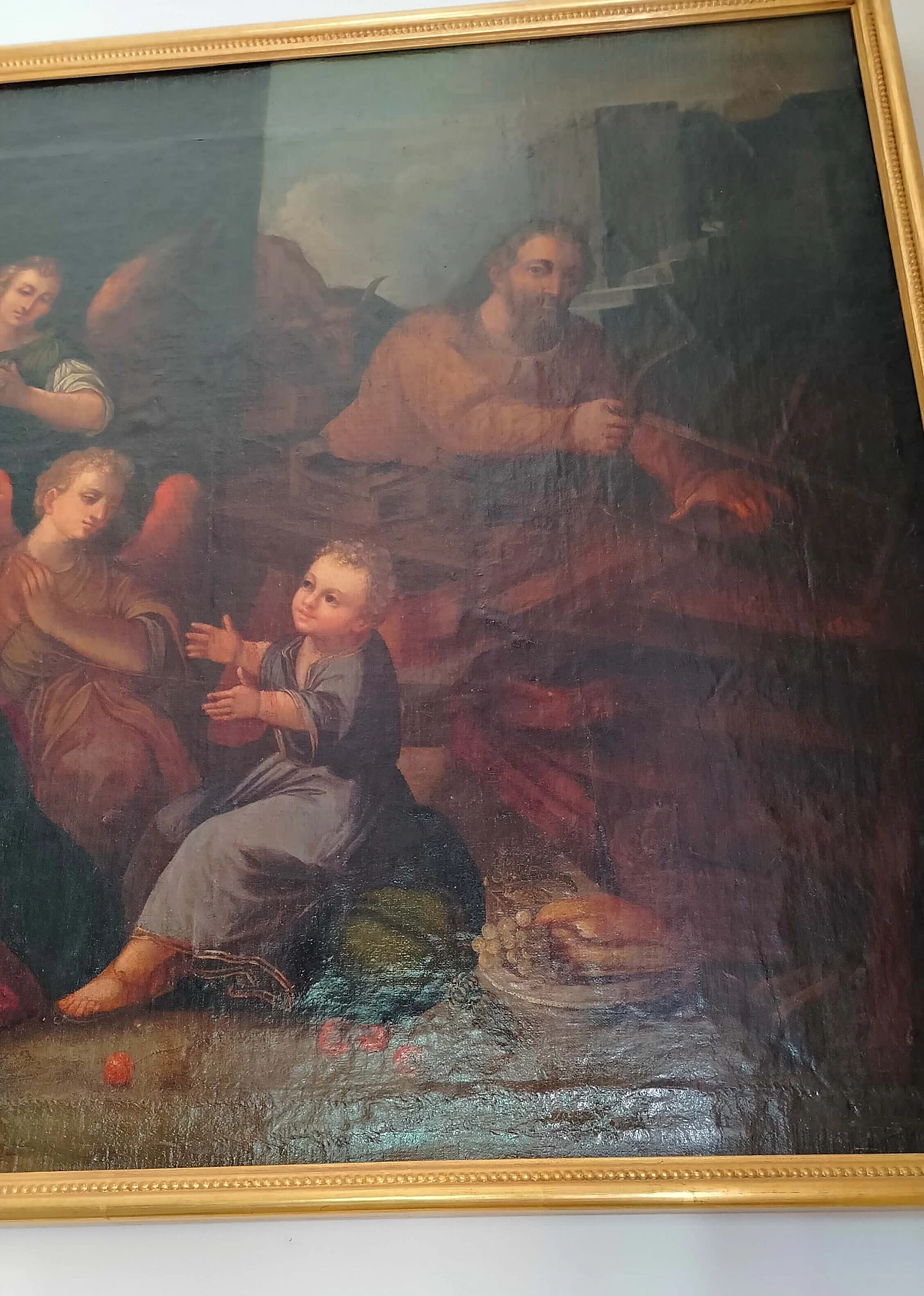 La Sacra Famiglia ed i tre angeli, olio su tela, '700 5