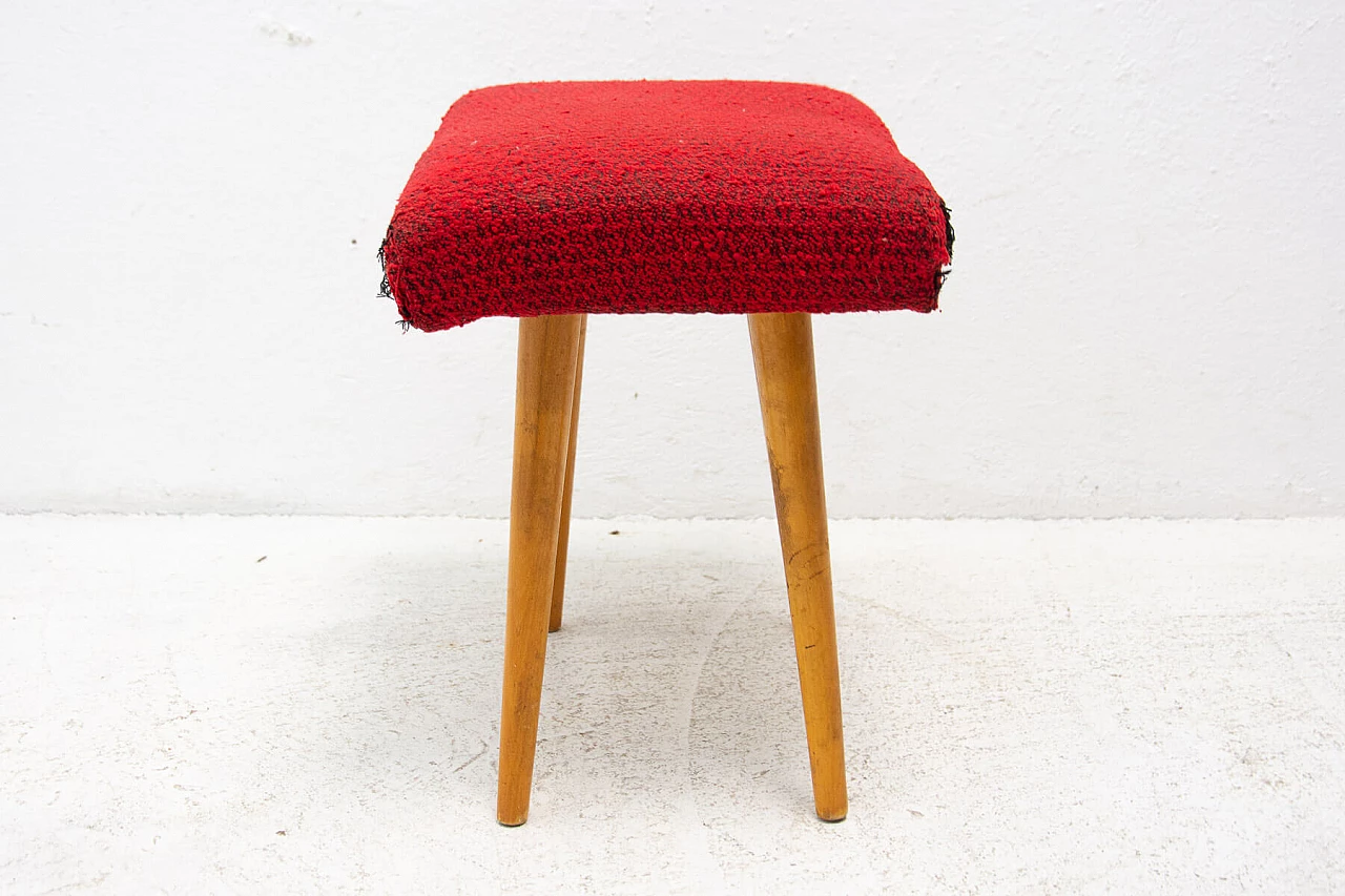 Beech upholstered stool, 1960s 9