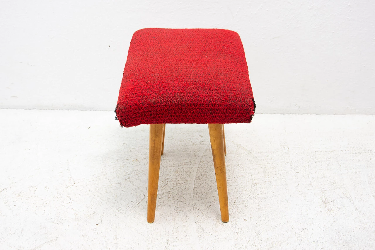 Beech upholstered stool, 1960s 10