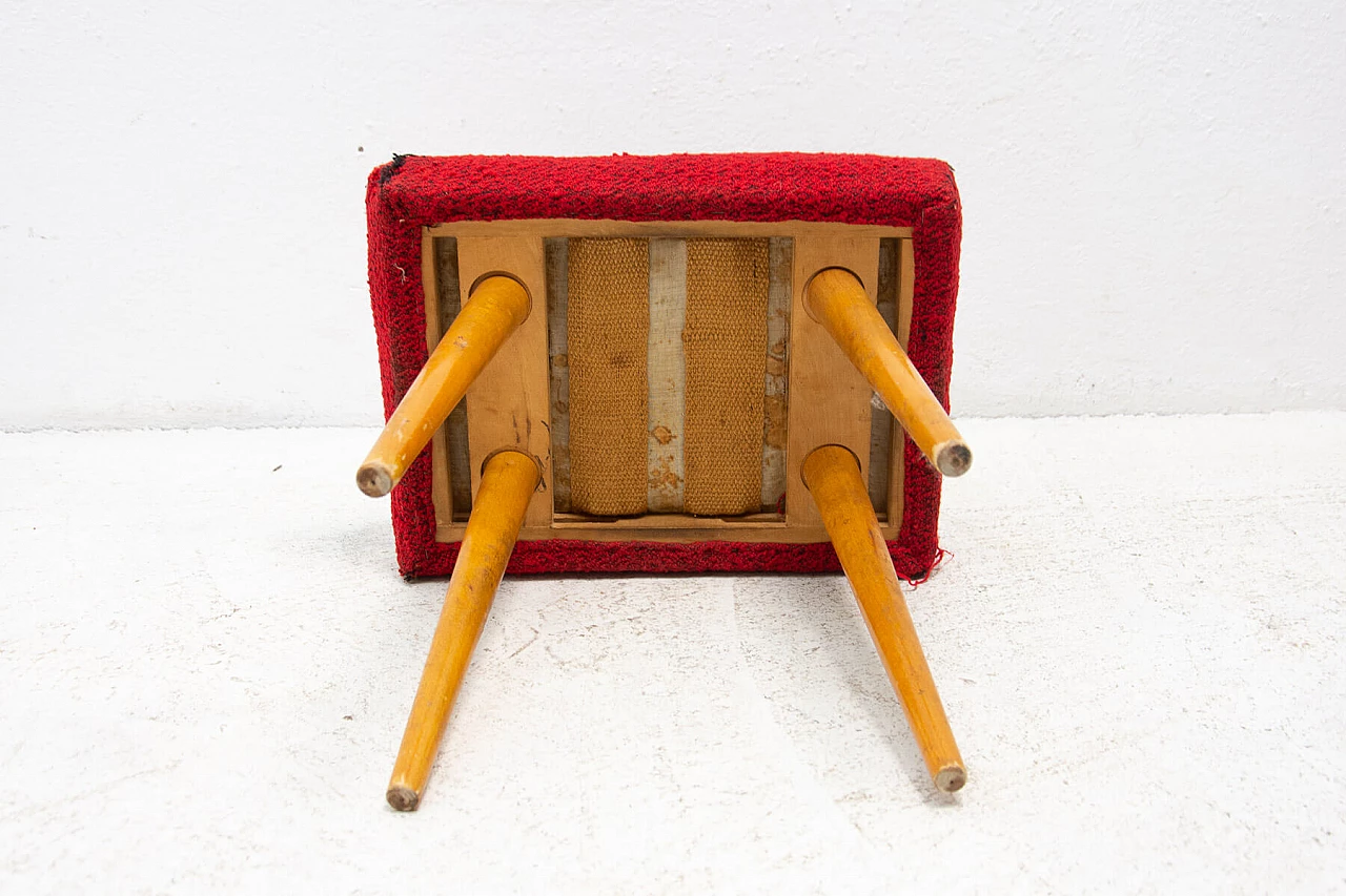 Beech upholstered stool, 1960s 11