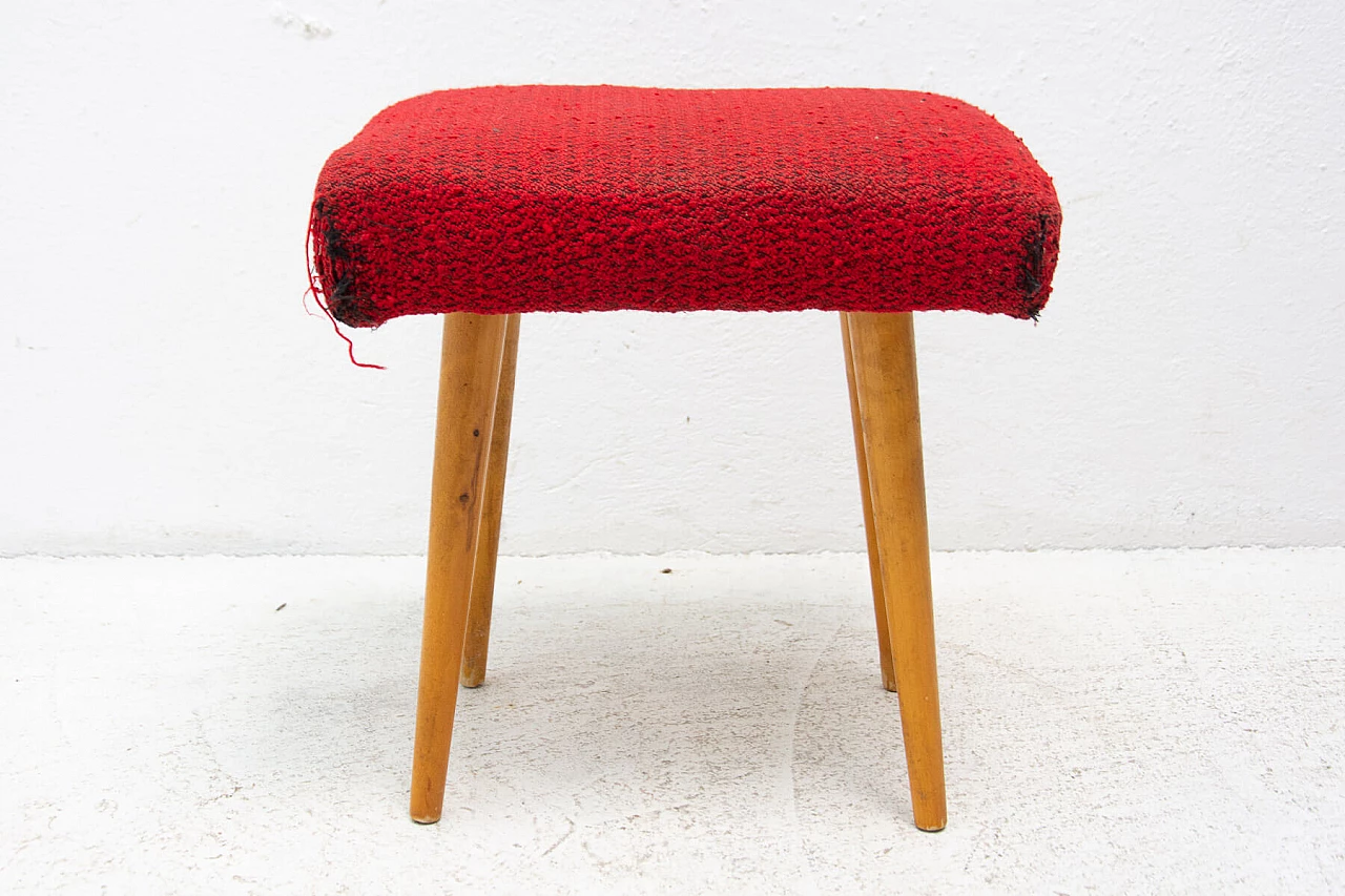 Beech upholstered stool, 1960s 12