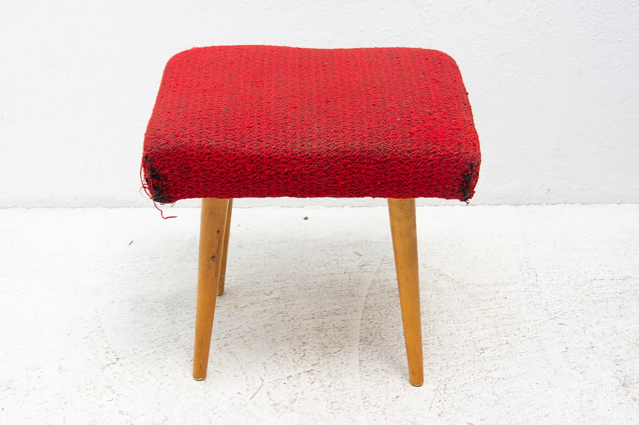 Beech upholstered stool, 1960s 13