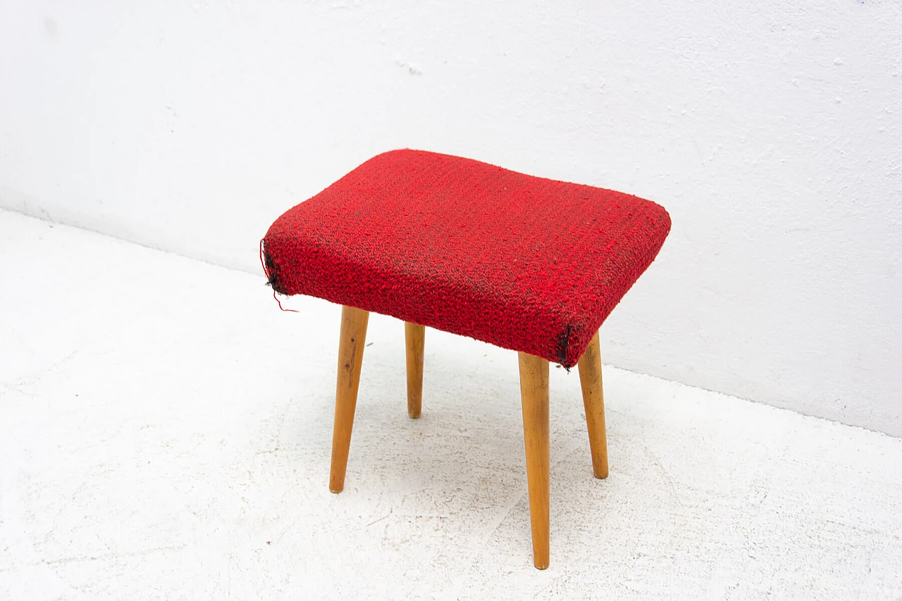Beech upholstered stool, 1960s 14