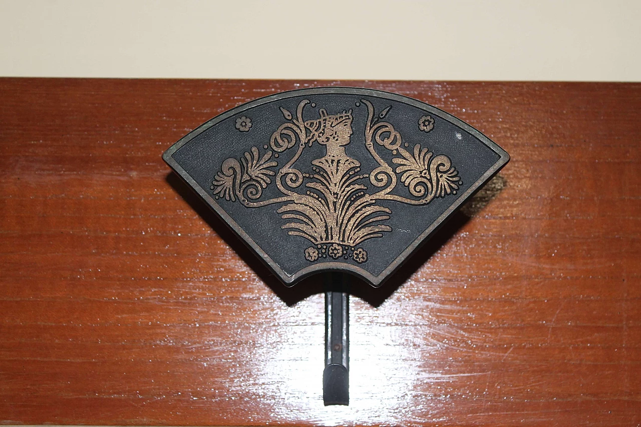Art Deco metal and wood wall-mounted coat rack, early 20th century 3