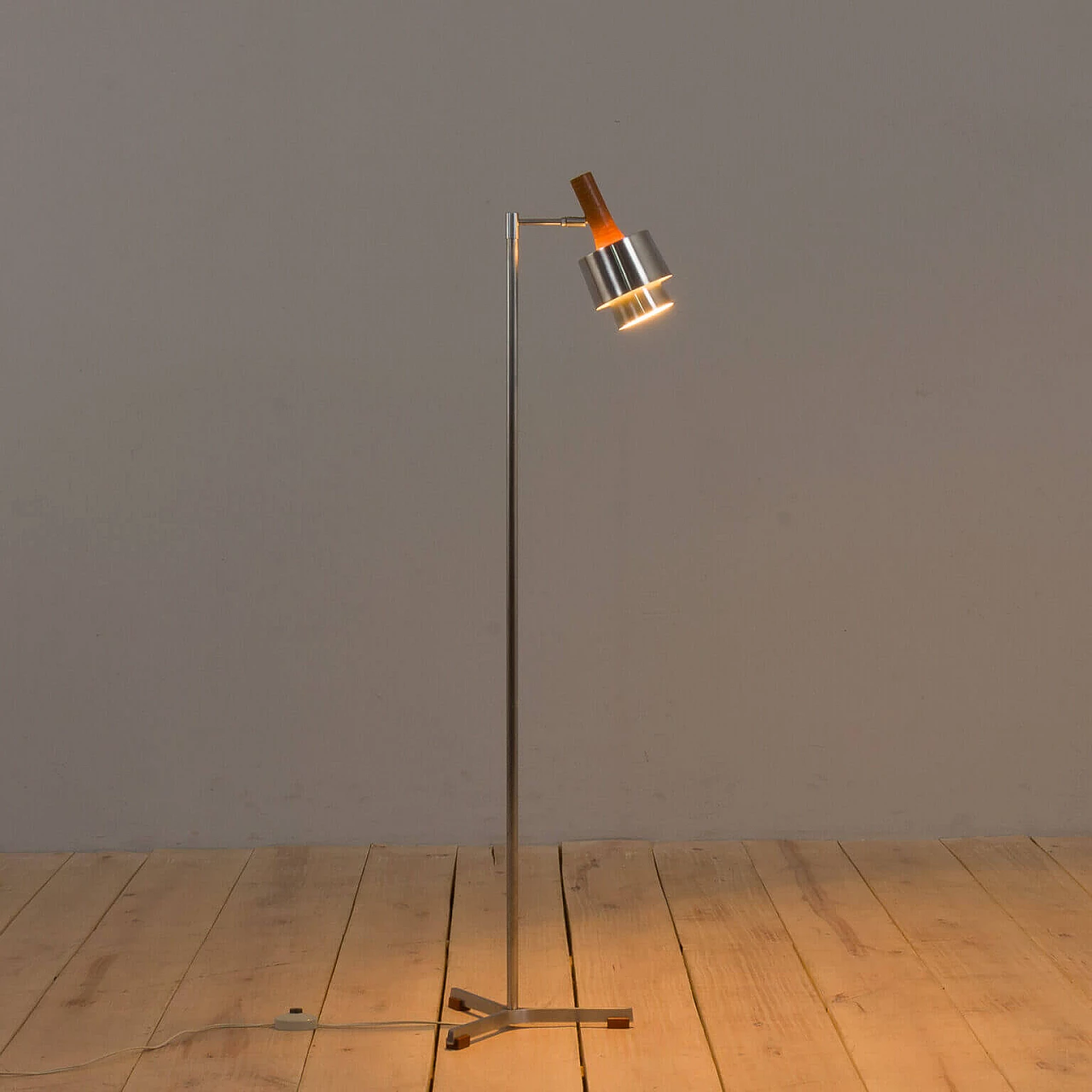 Steel and teak floor lamp by Jo Hammerborg for Fog & Mørup, 1960s 2
