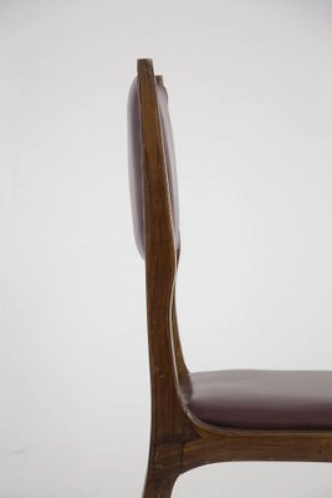6 Wood and red leather chairs attributed to Carlo De Carli, 1950s 3