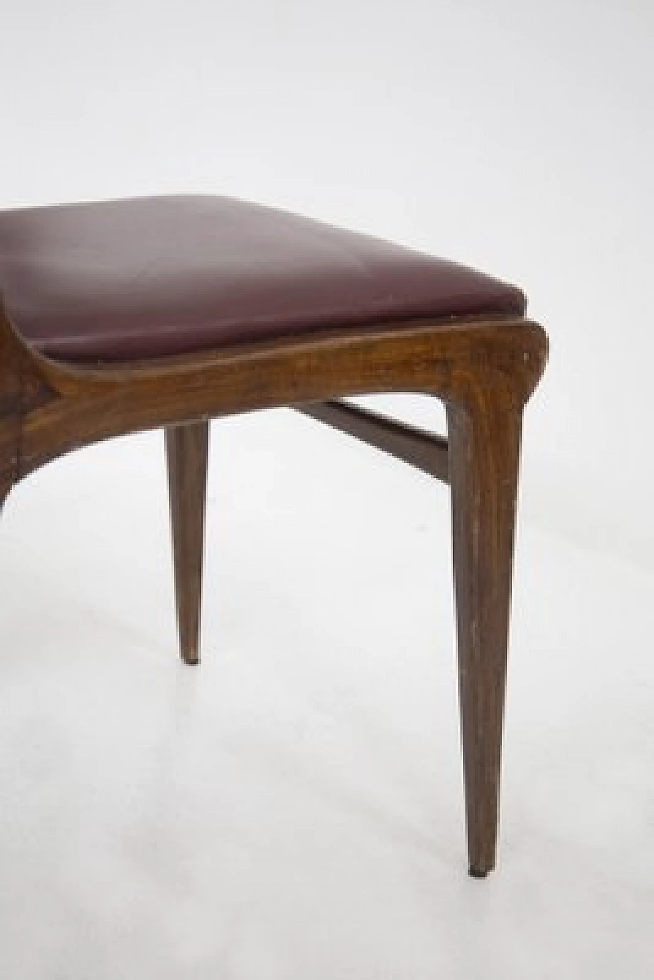 6 Sedie in legno e pelle rossa attribuite a Carlo De Carli, anni '50 6