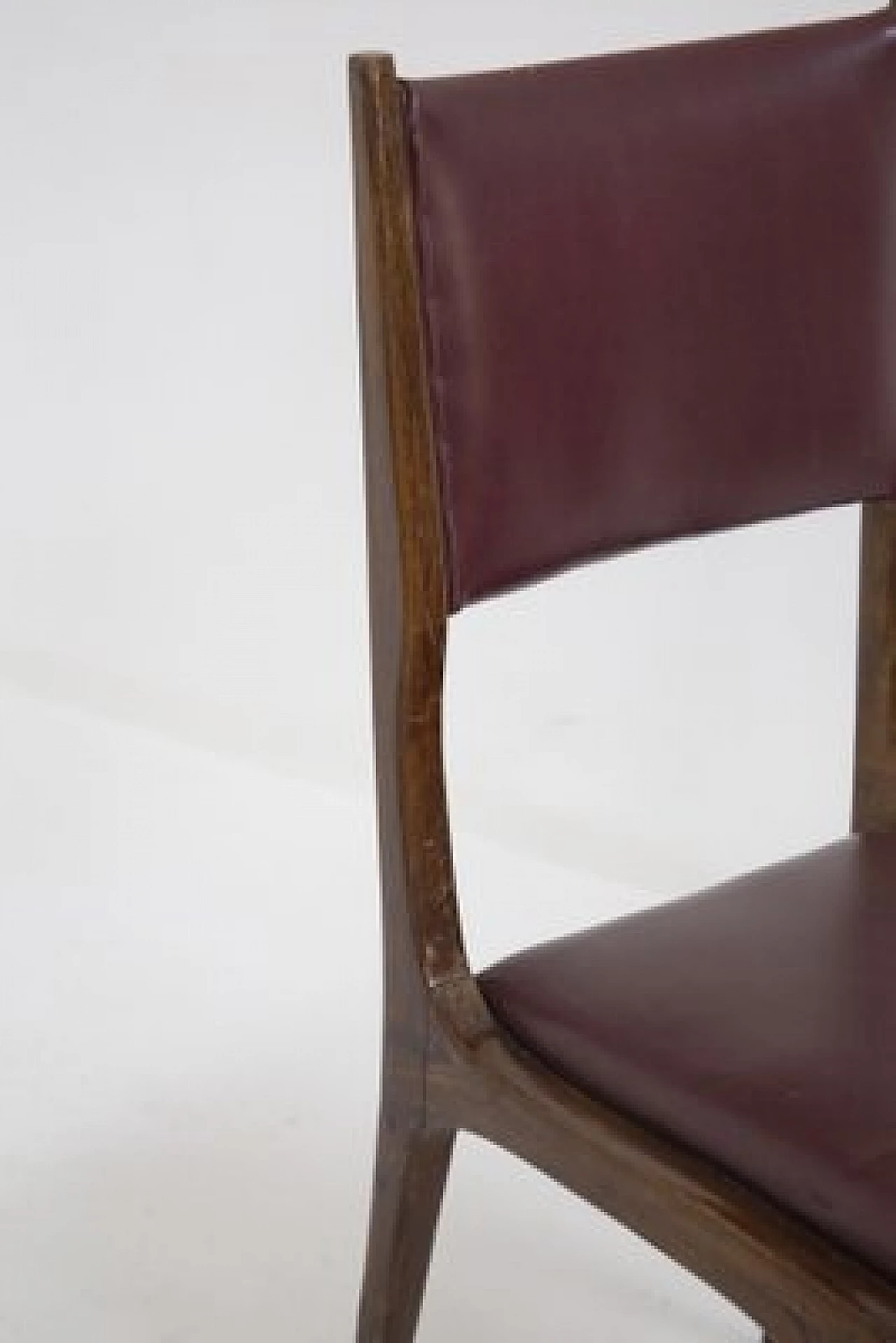 6 Sedie in legno e pelle rossa attribuite a Carlo De Carli, anni '50 7