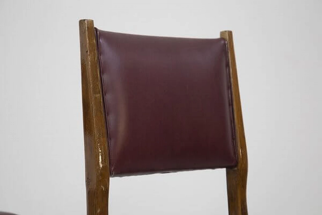 6 Wood and red leather chairs attributed to Carlo De Carli, 1950s 8