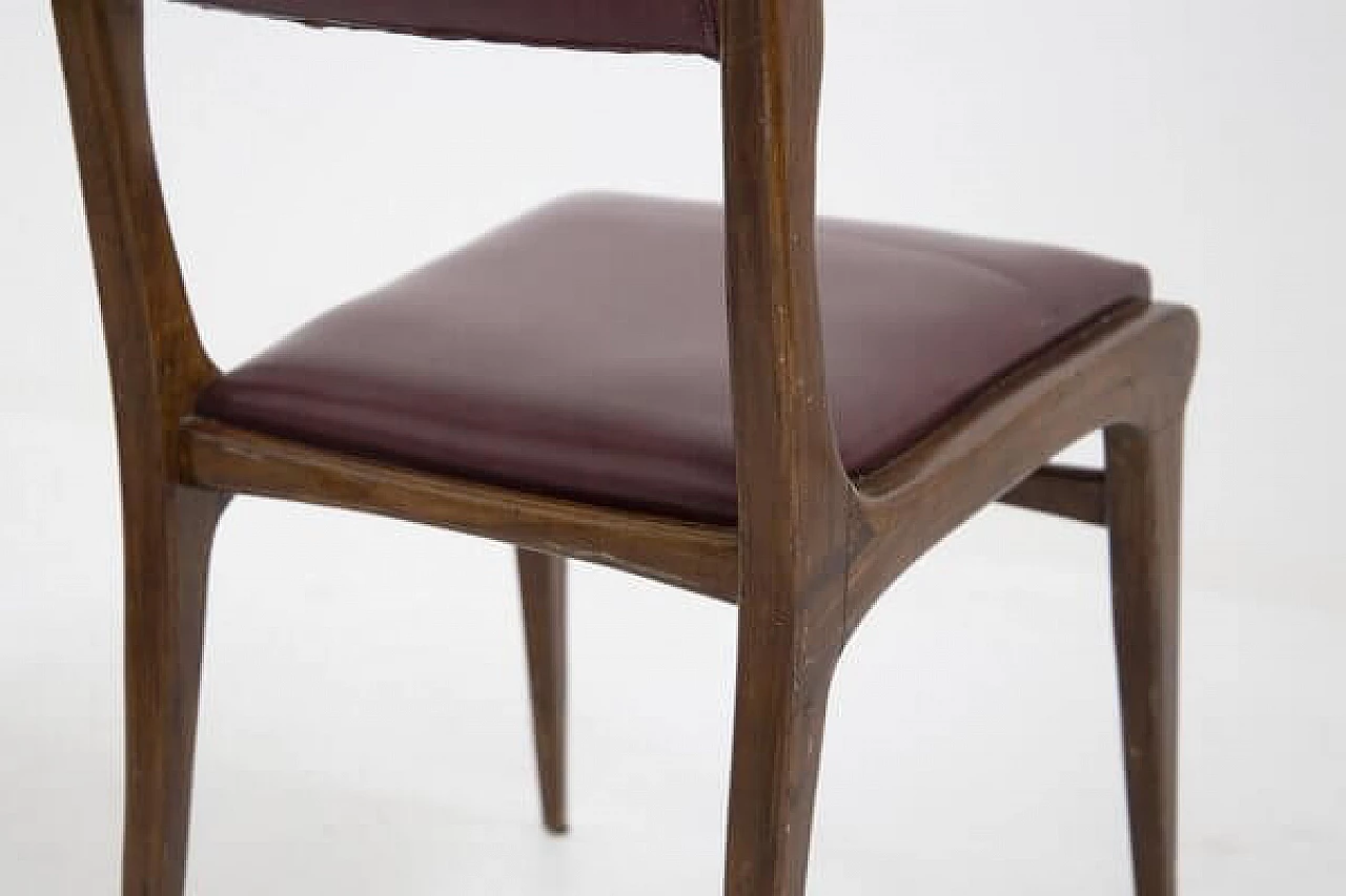6 Wood and red leather chairs attributed to Carlo De Carli, 1950s 9