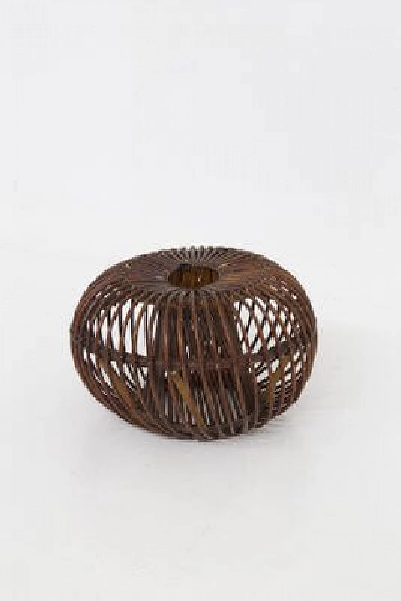 Spherical wicker pouf, 1950s 1