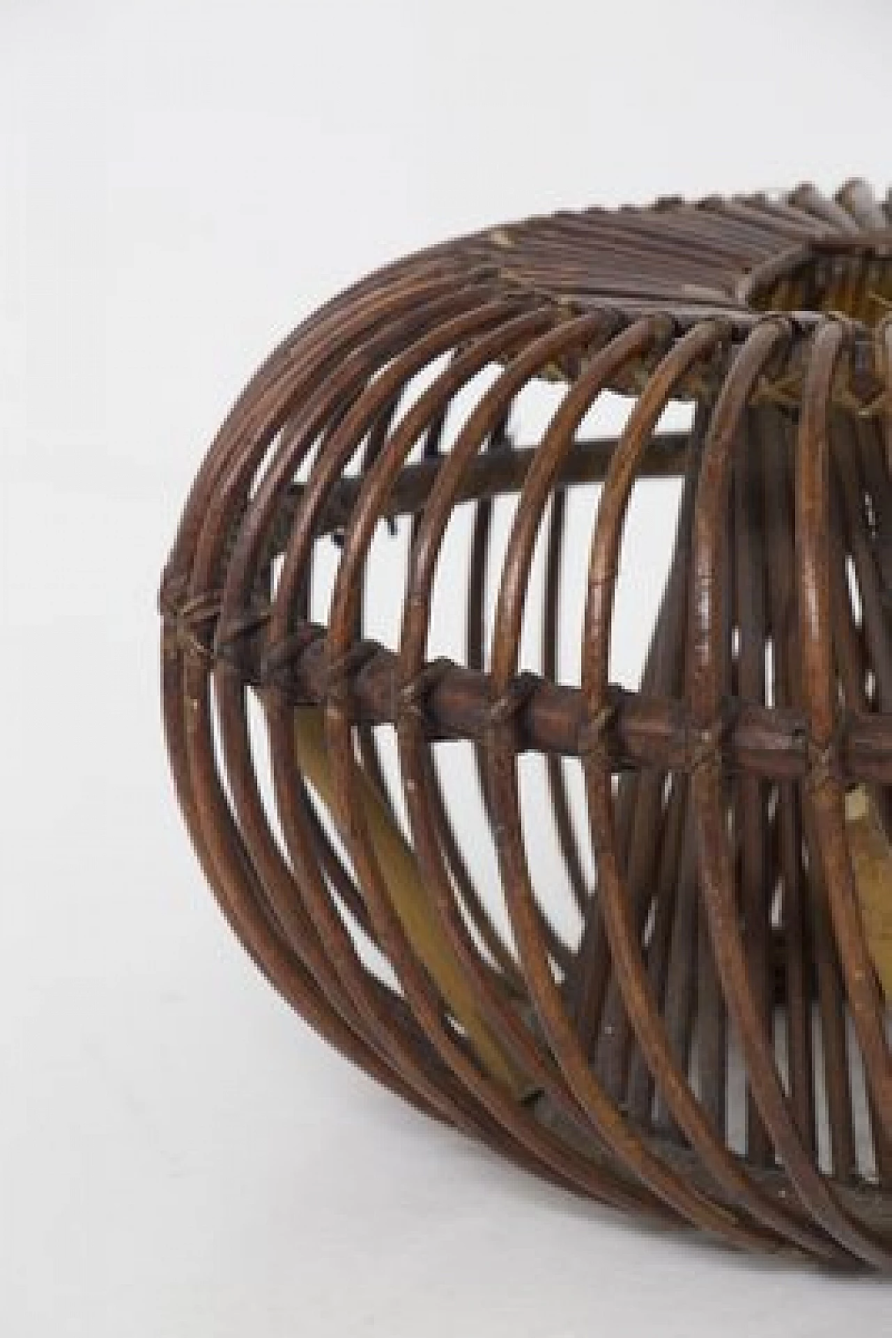 Pouf sferico in vimini, anni '50 2