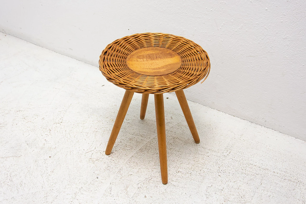 Wicker stool by Jan Kalous for ÚLUV, 1960s 3