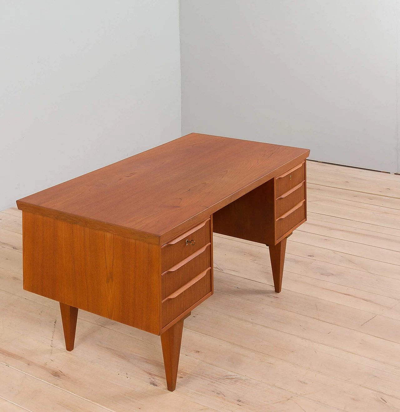 Danish teak desk in the style of Illum Wikkelso, 1960s 11