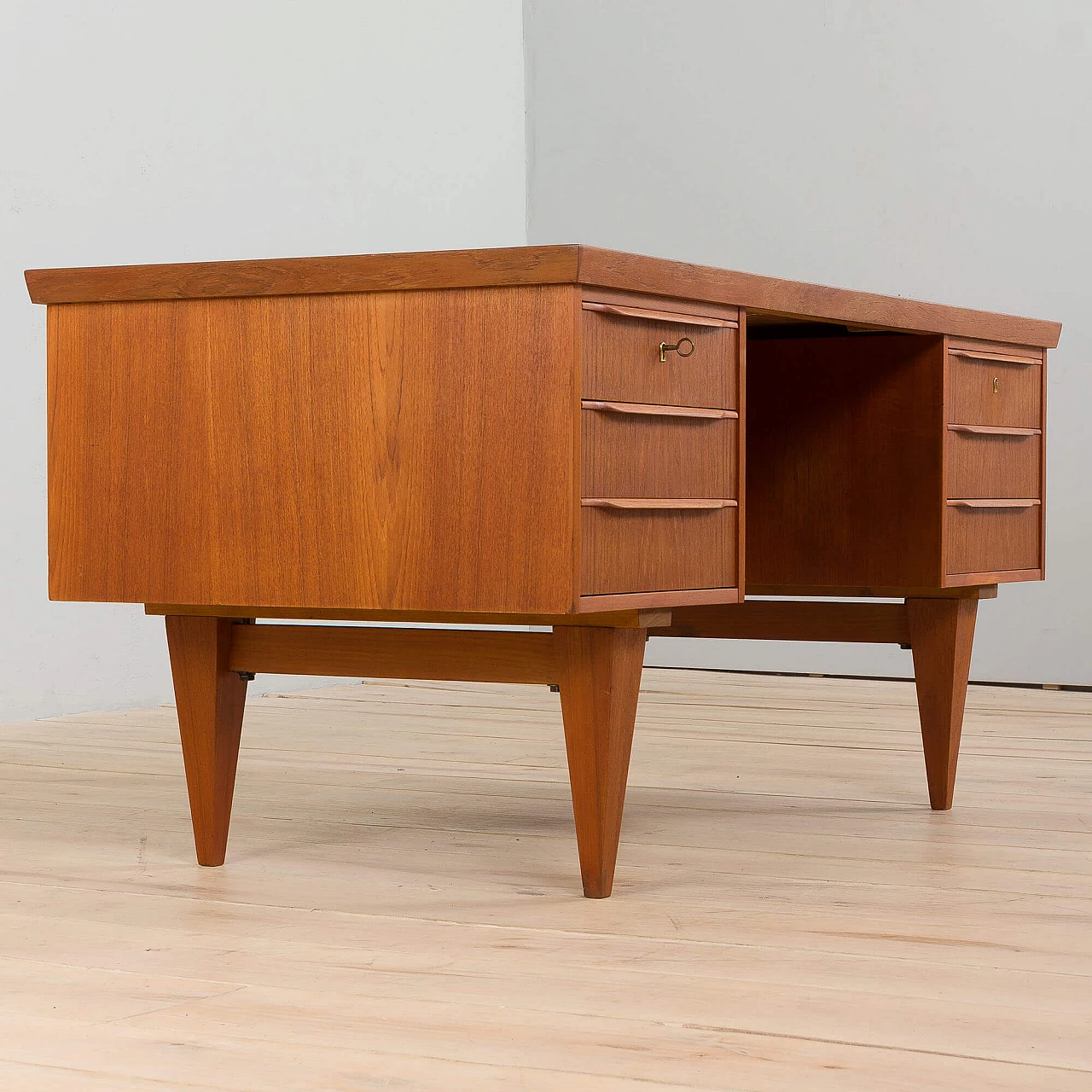 Danish teak desk in the style of Illum Wikkelso, 1960s 22