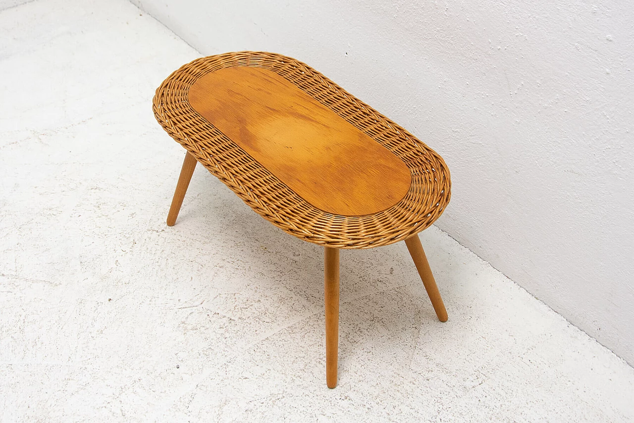 Wicker stool by Jan Kalous for ÚLUV, 1960s 3