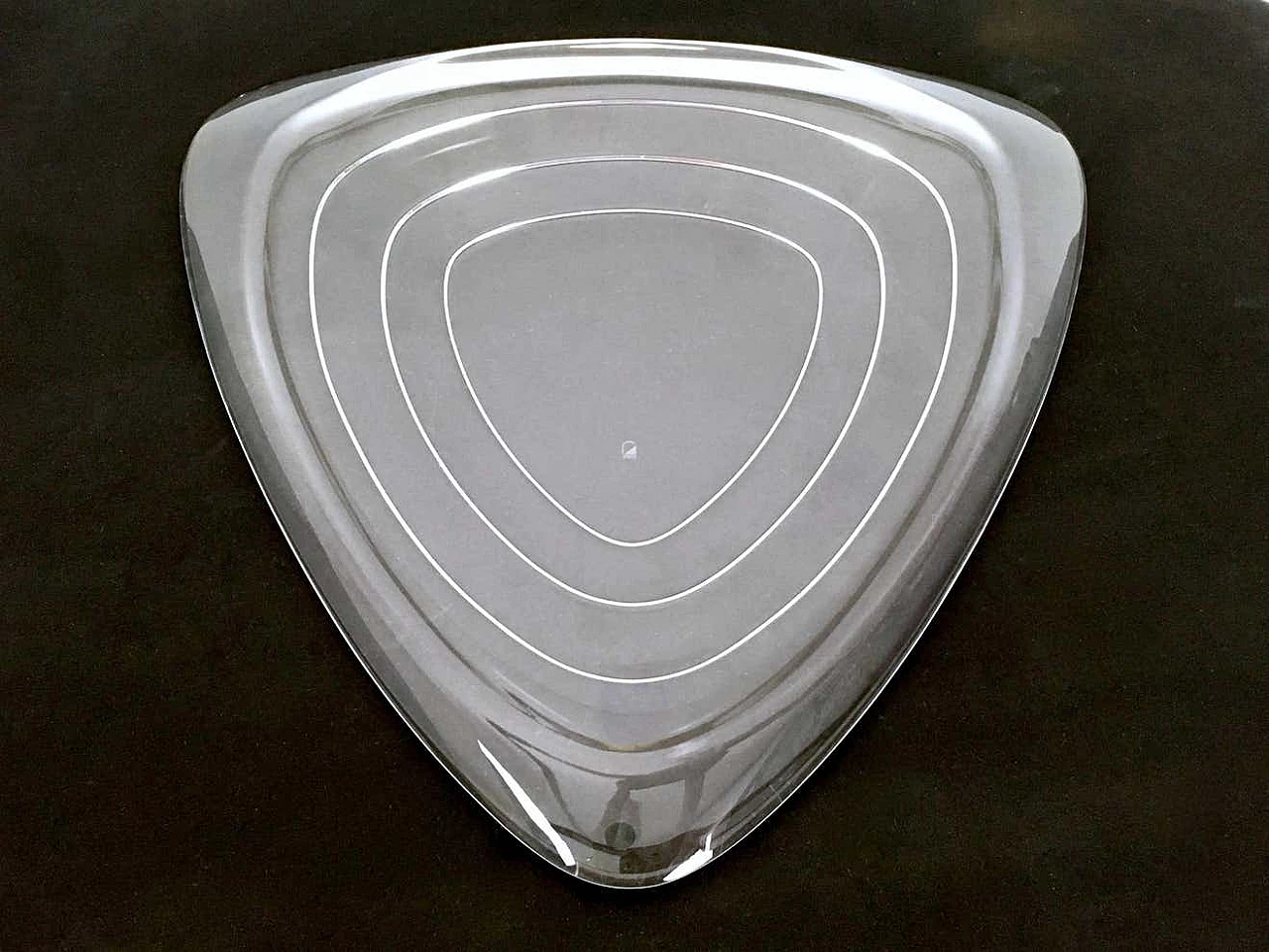 Triangular glass plate by Angelo Mangiarotti for Cristallerie Colle, 1990s 4