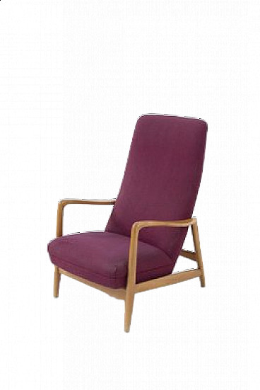 Wooden reclining armchair by Gio Ponti, 1950s
