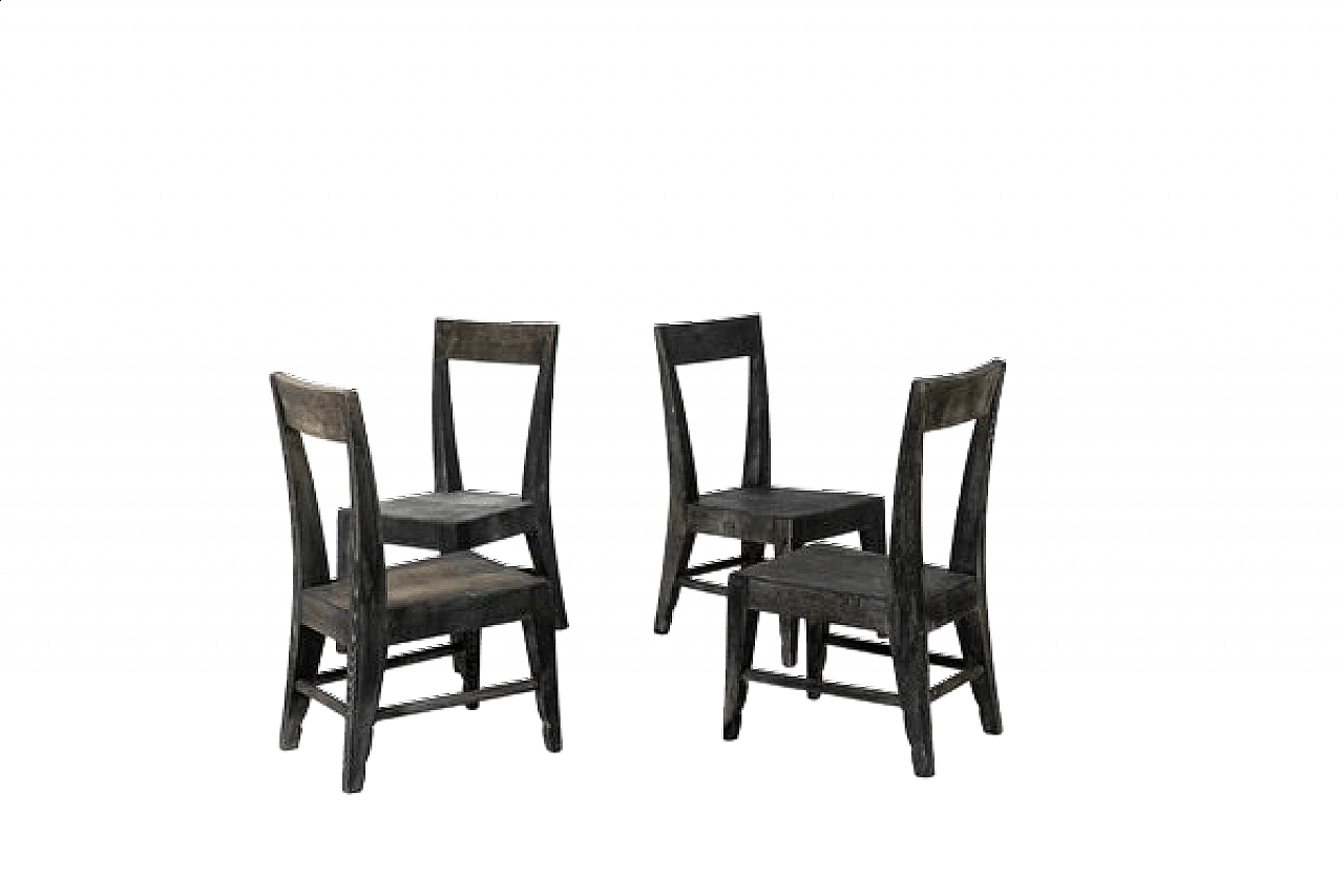 4 Dark wood chairs, 1950s 9