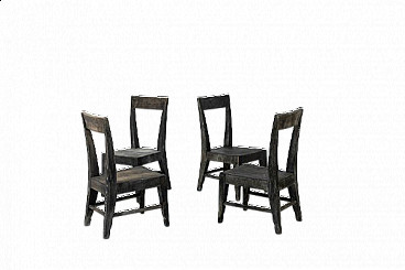 4 Dark wood chairs, 1950s