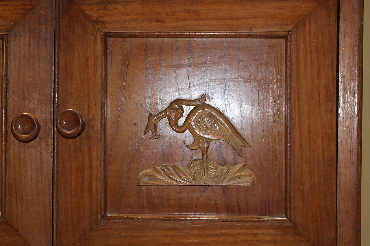 Wooden sideboard with decorated glass panel, 19th century 2