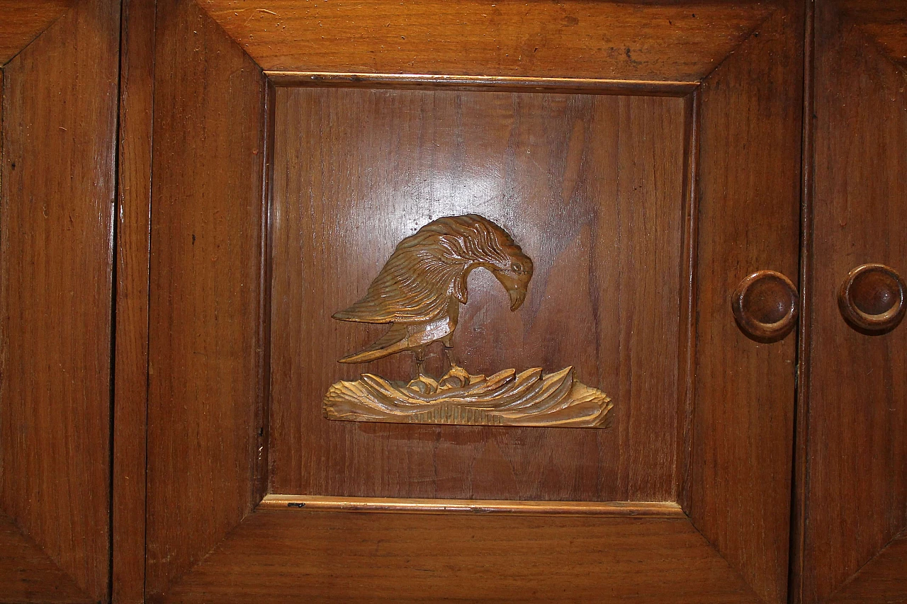 Wooden sideboard with decorated glass panel, 19th century 3