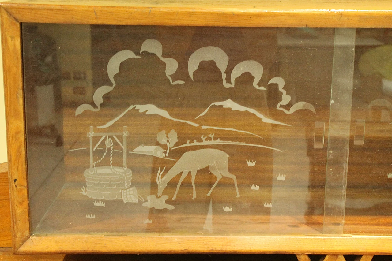 Wooden sideboard with decorated glass panel, 19th century 6