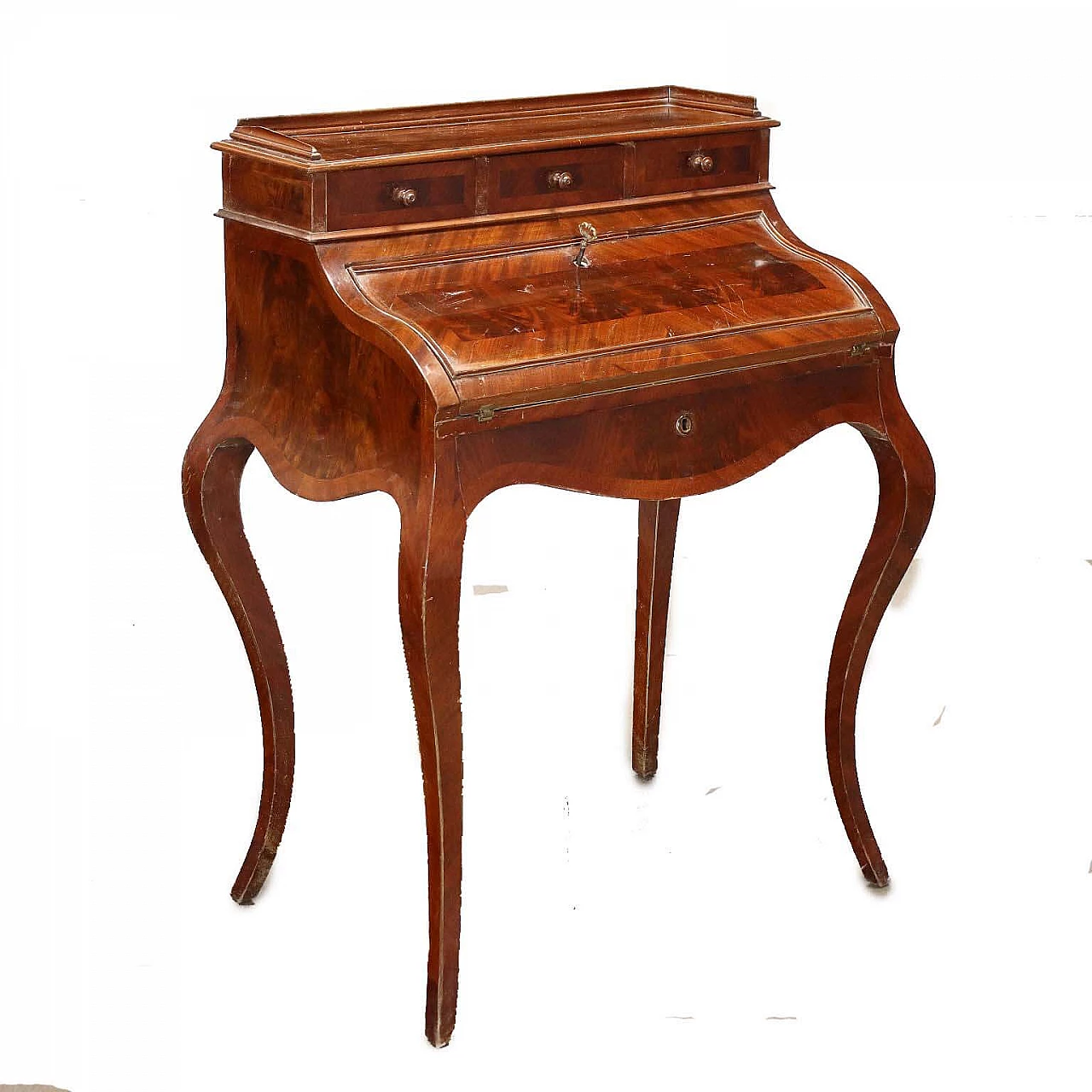 Scrittoio con anta a ribalta impiallacciato in mogano, del '900 1