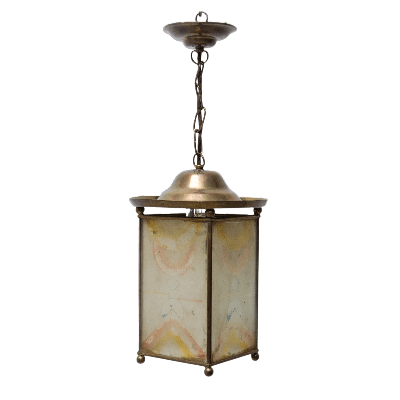 Art Nouveau brass and glass lantern, 1910s 15
