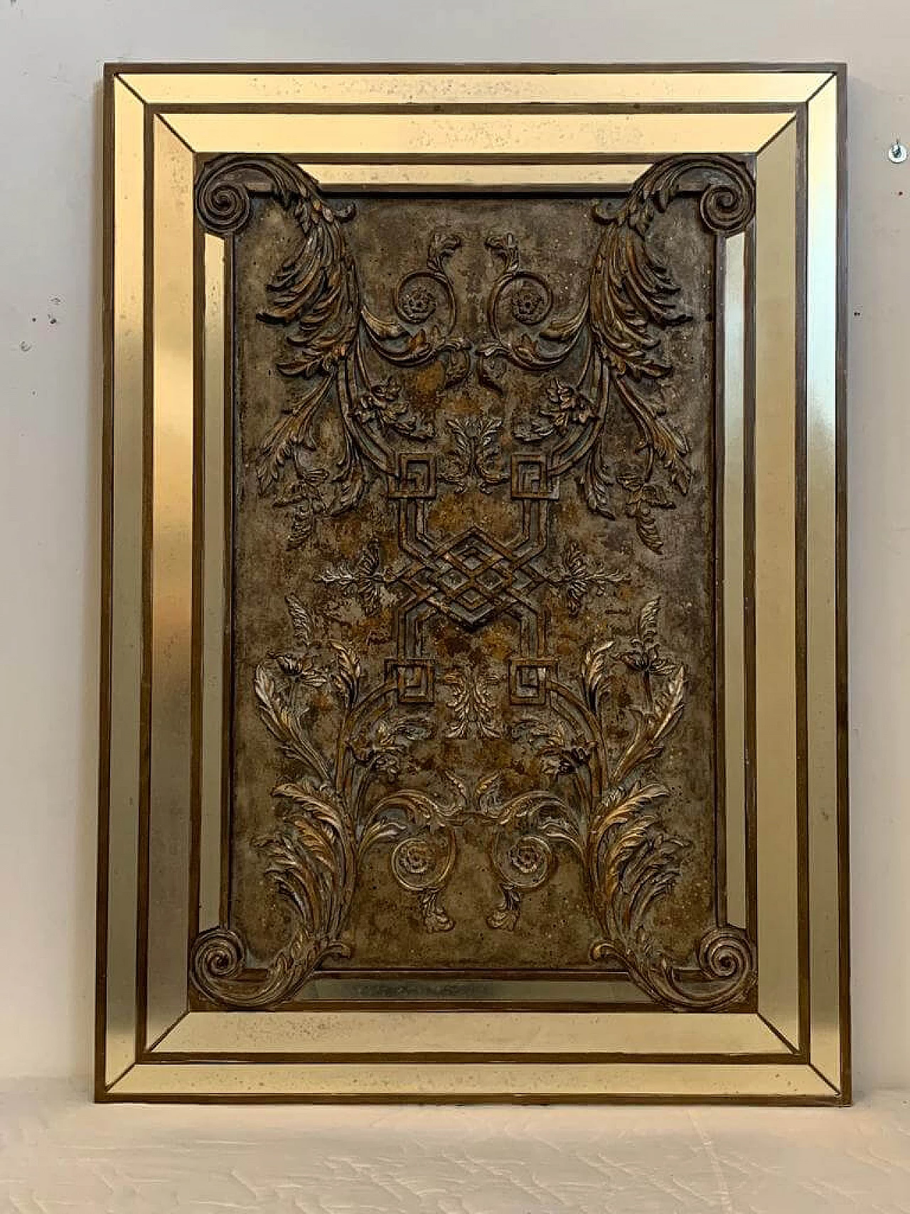 Mirror-framed panel with decorative relief elements, 1980s 1