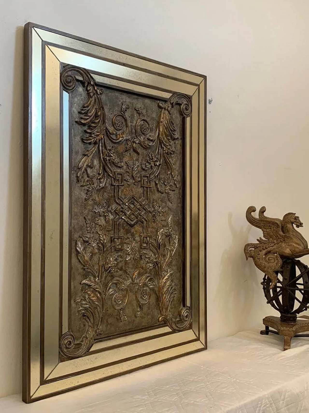Mirror-framed panel with decorative relief elements, 1980s 8
