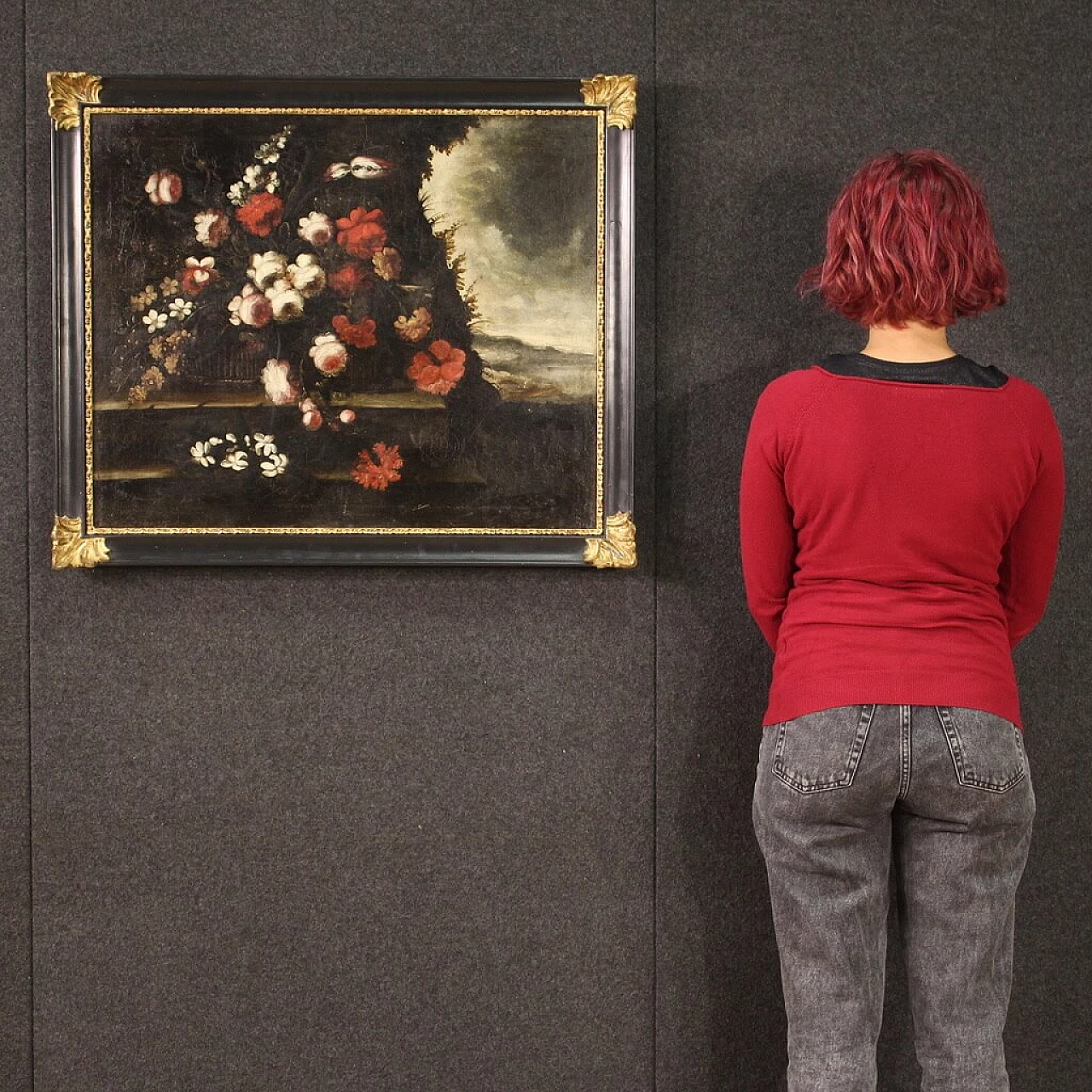 Still life with red and white flowers, oil on canvas, early 18th century 6