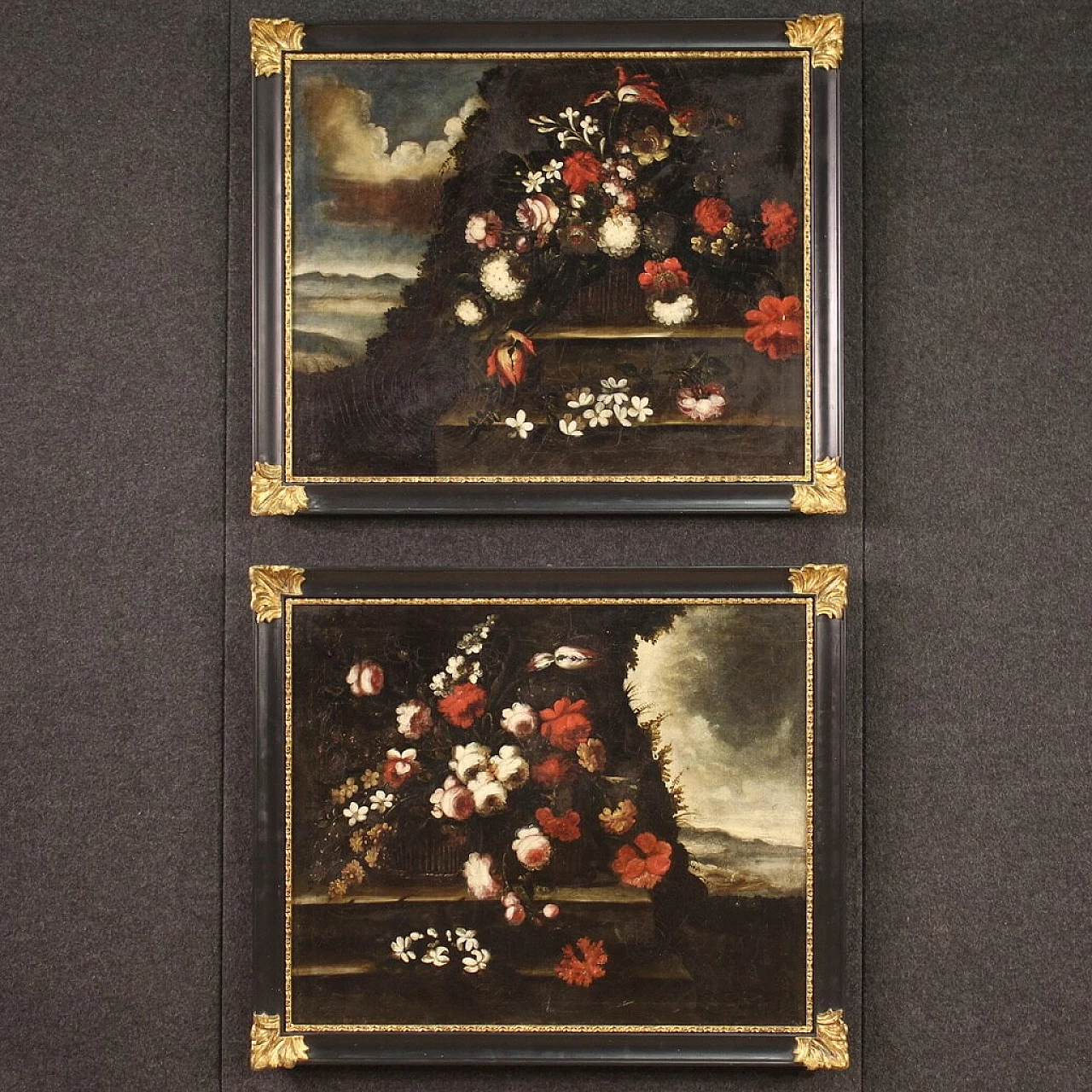 Still life with red and white flowers, oil on canvas, early 18th century 12