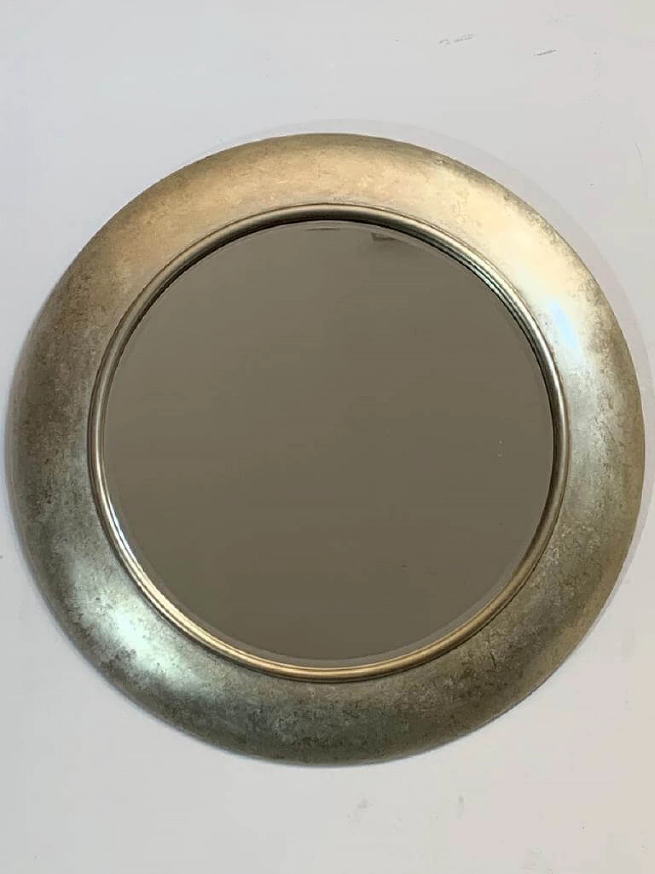Beveled circular mirror with frame, 1990s 1