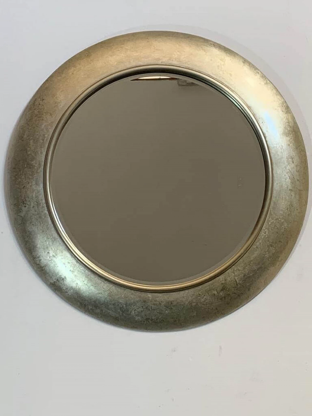 Beveled circular mirror with frame, 1990s 2