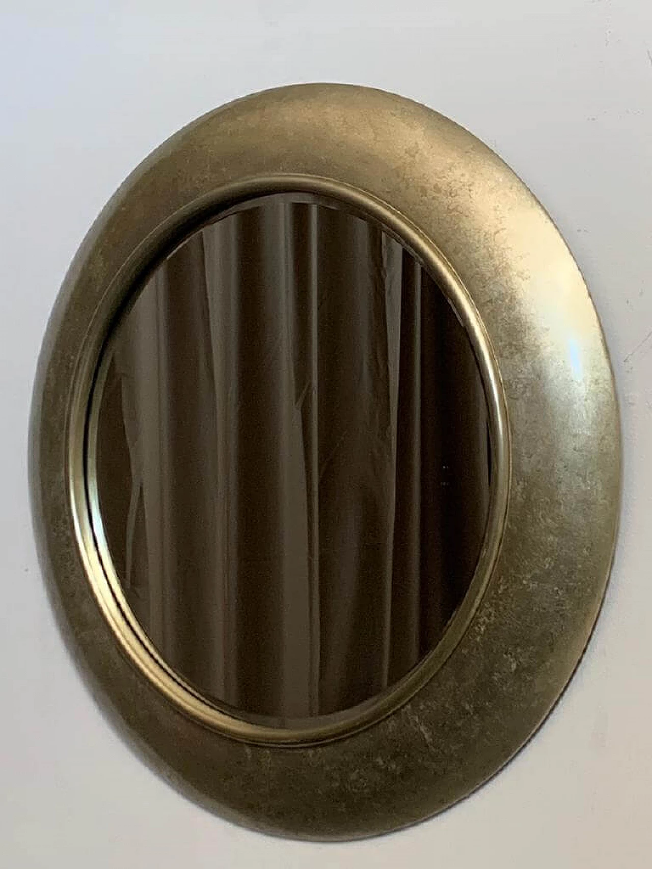 Beveled circular mirror with frame, 1990s 3