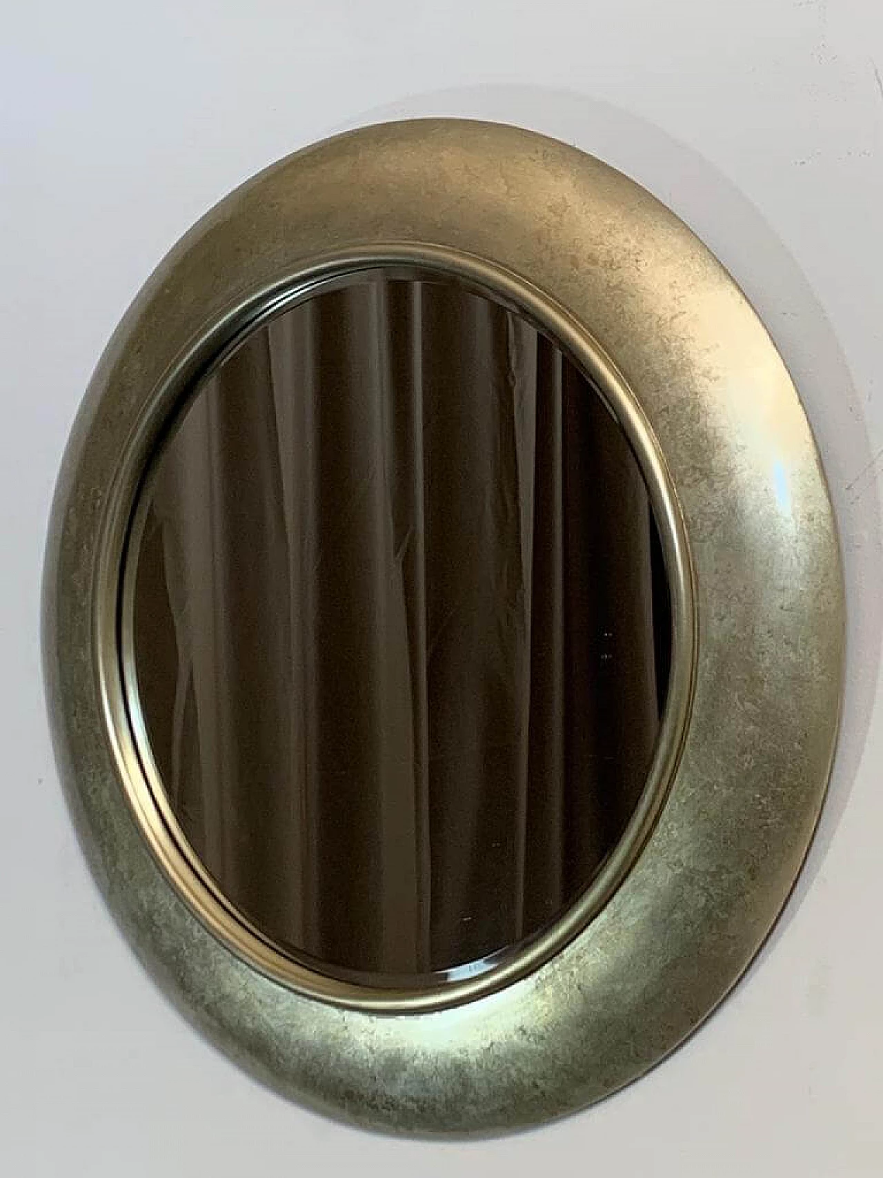 Beveled circular mirror with frame, 1990s 4
