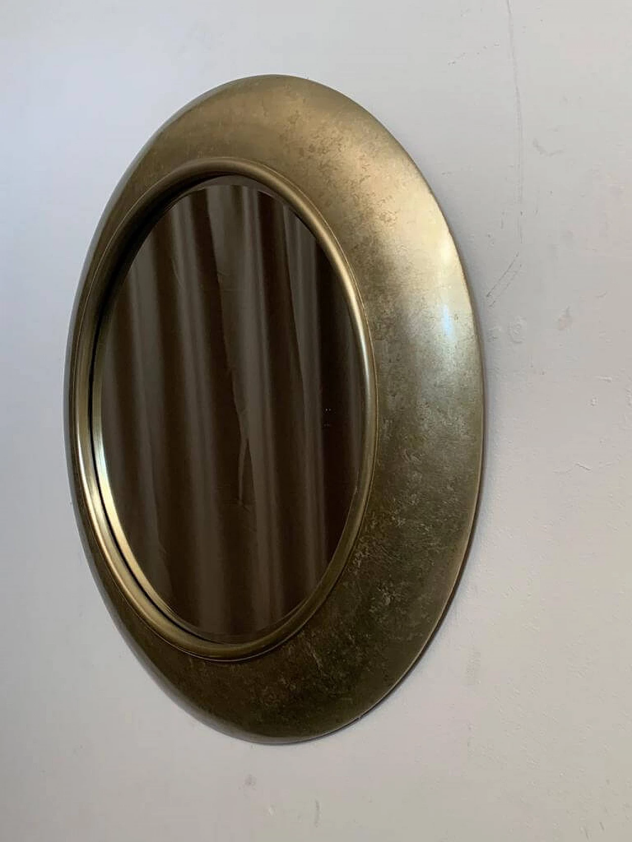 Beveled circular mirror with frame, 1990s 5
